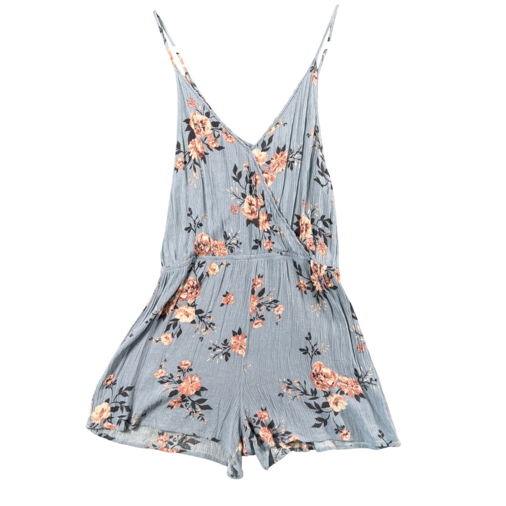 LA Hearts Blue Floral Spaghetti‎ Strap Romper Y2K Soft Girl Festival Size S